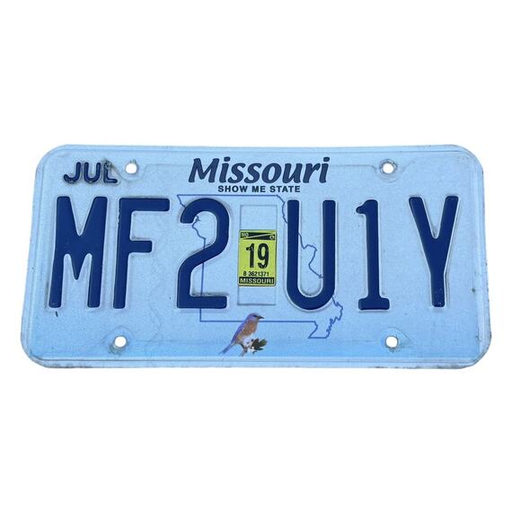 Missouri License Plates (2) Show-Me State July 2019 Sticker Blue Automobile Tags - Picture 3 of 4